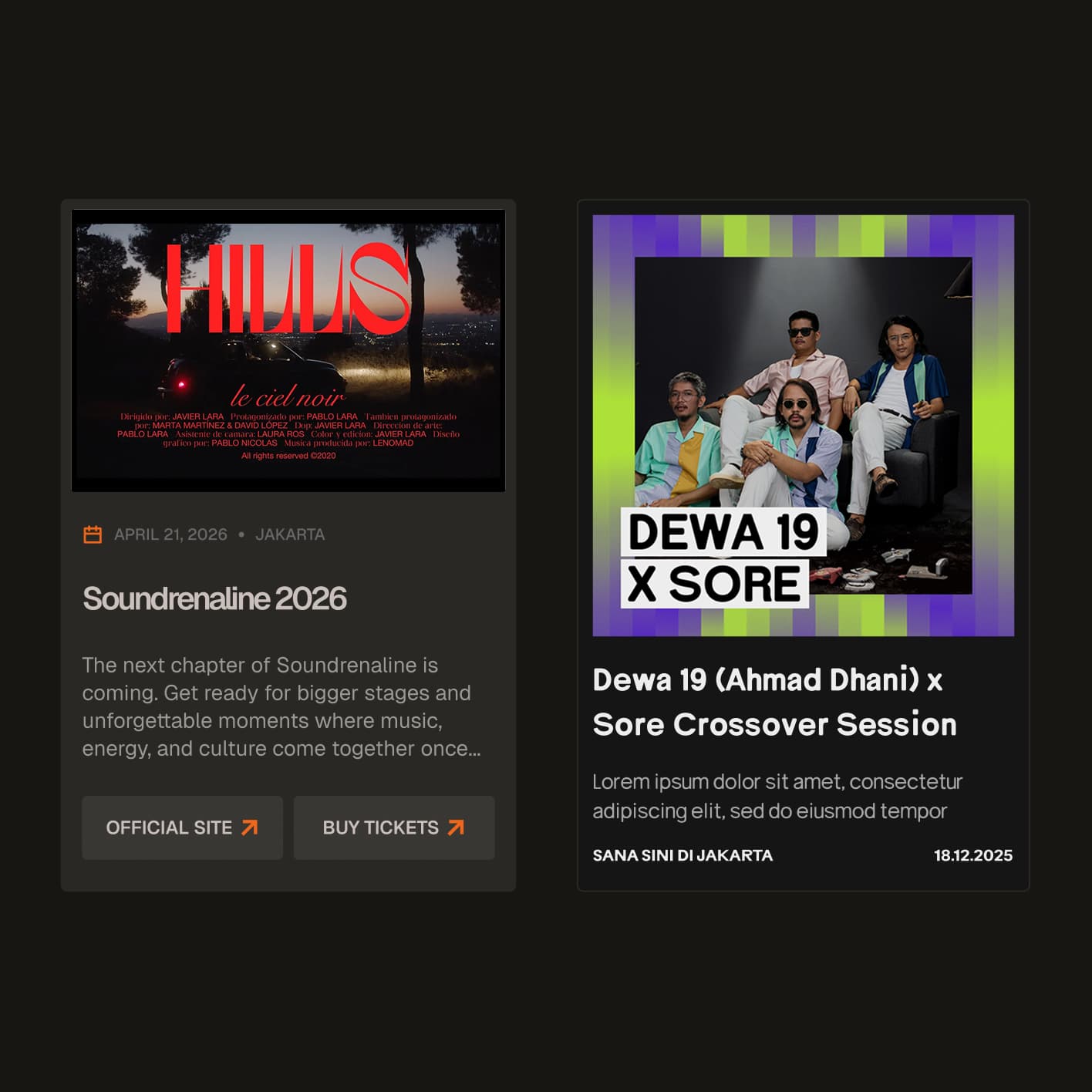 Different theming on event card