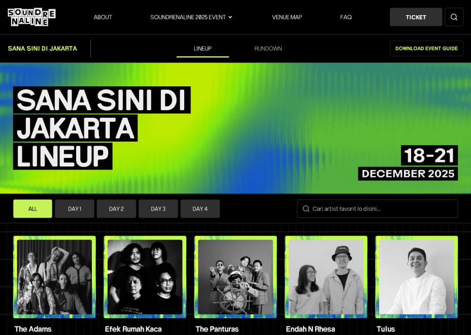 Lineup page