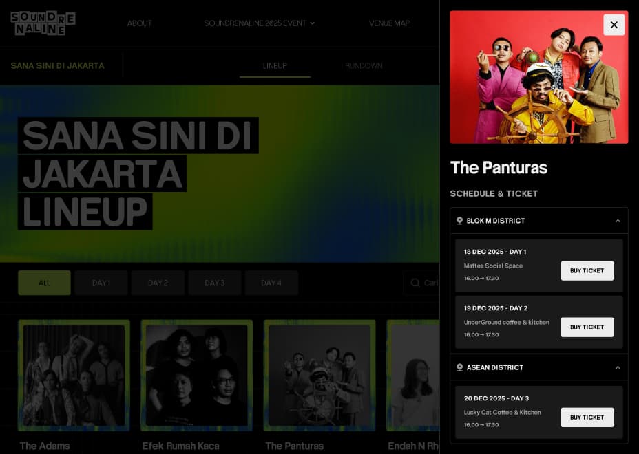 Popup artist details after click an artist on Lineup page
